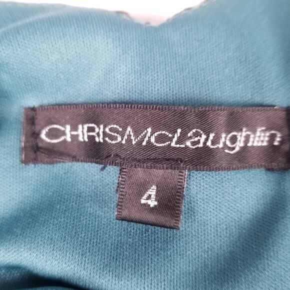 Chris McLaughlin Teal Rust Green Boho Vintage Overlay Maxi Dress Pleated Size 4 - Picture 4 of 6